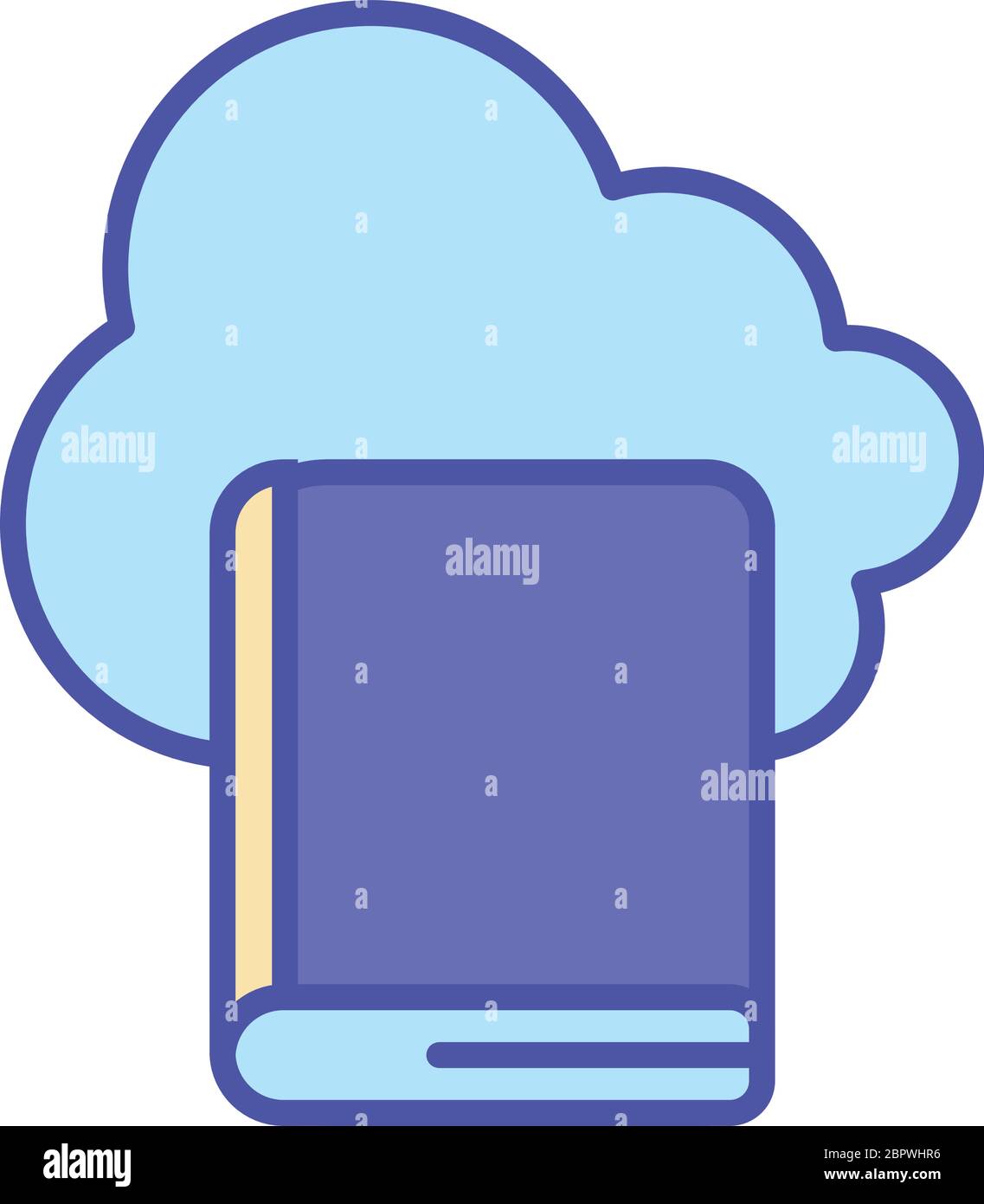 Cloud computing et ebook ligne et style de remplissage icône, Education en ligne et thème d'apprentissage en ligne illustration vectorielle Illustration de Vecteur