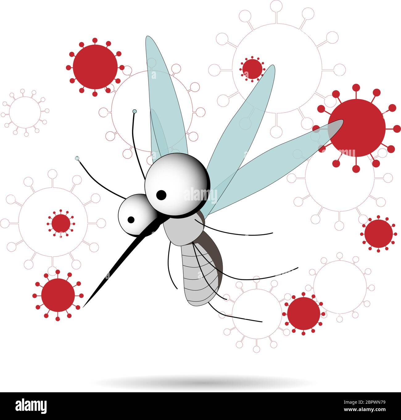 Les moustiques sont porteurs d'infections. Insectes ailés. Parasites. ARRÊTEZ LES MOUSTIQUES. ÉVENTAIL DE CARACTÈRES. ILLUSTRATION VECTORIELLE SUR FOND BLANC. SYMBOLE Illustration de Vecteur