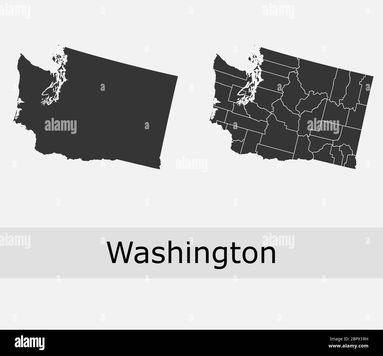 Washington cartes vectorielles comtés, cantons, régions, municipalités, départements, frontières Illustration de Vecteur