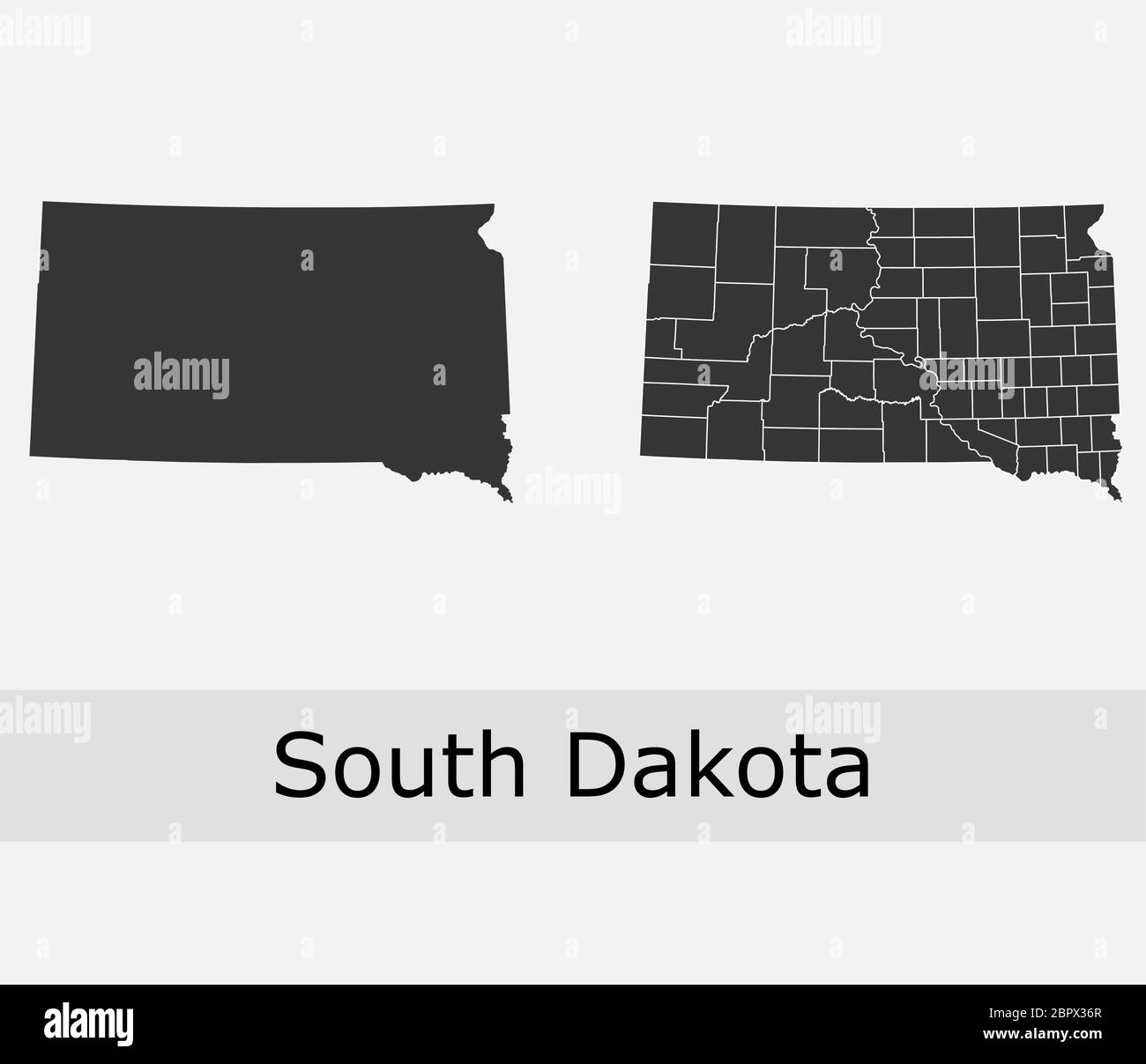 Le Dakota du Sud cartes vectorielles comtés, cantons, régions, municipalités, départements, frontières Illustration de Vecteur