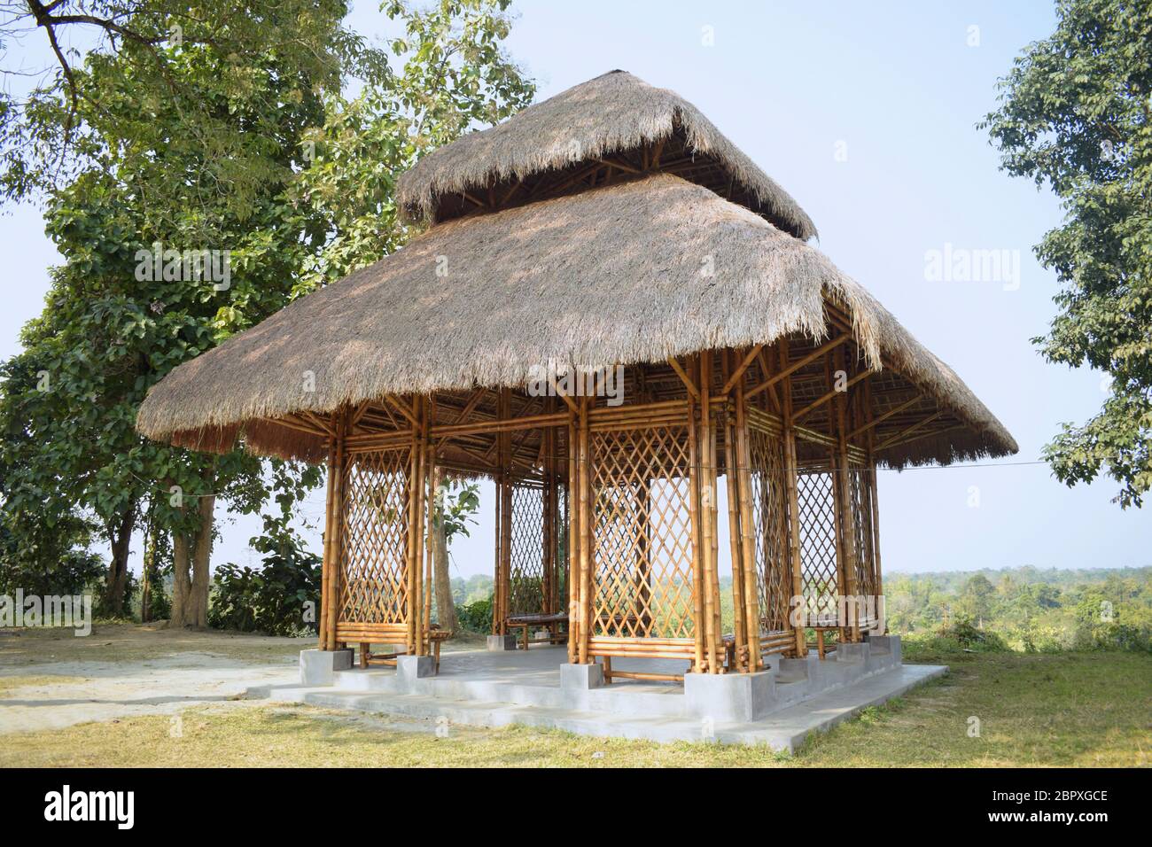 Bamboo Rest House, Namsai, Arunachal Pradesh, Inde Banque D'Images