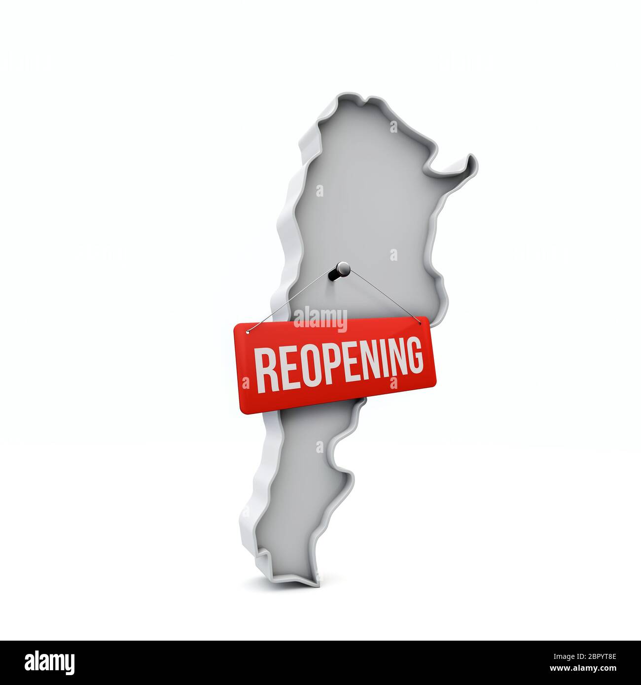 Carte Argentine avec panneau rouge de réouverture après quarantaine. Rendu 3D Banque D'Images