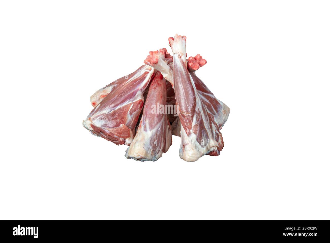 Jarret d'agneau cru sur fond noir. Vue de dessus. Espace pour le texte. Banque D'Images