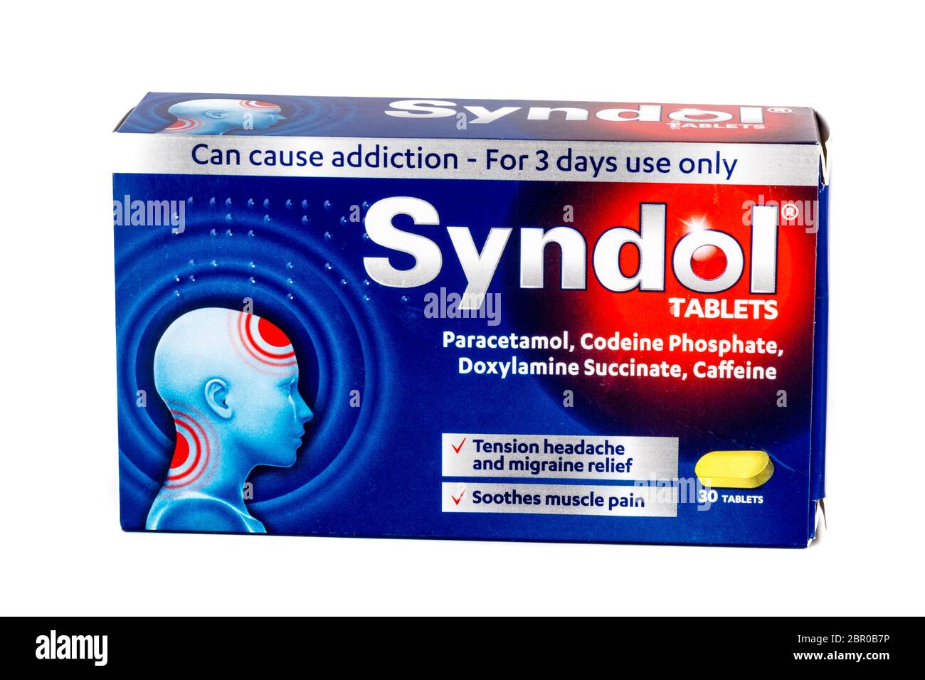 Syndol Paracetamol, Syndol, paracétamol puissant, phosphate de codéine, succinate de doxylamine, comprimés addictifs, paracétamol addictif, Banque D'Images