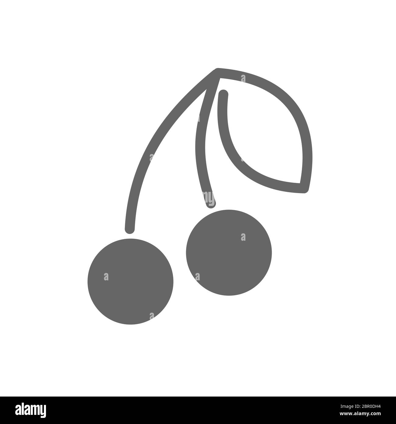 Cerisier avec icône contour des feuilles. Signe de cerise. Vector illustration pour la nourriture les applications et sites web Banque D'Images