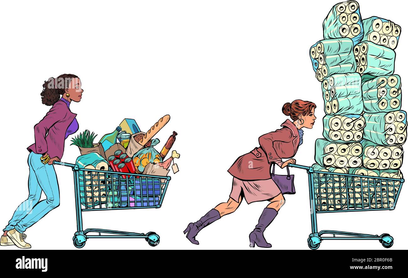 panique épidémie femmes dans le supermarché Illustration de Vecteur