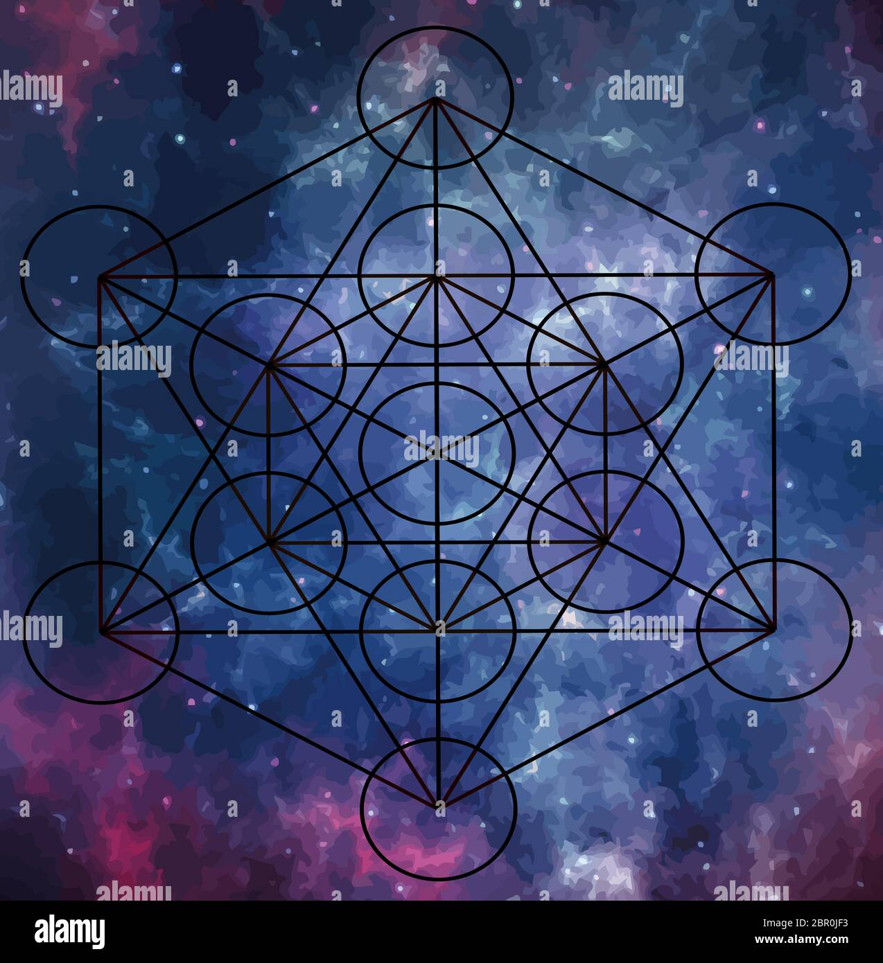 Metatron cube la géométrie sacrée la méditation l'énergie illustration chakra violet univers cosmo Banque D'Images