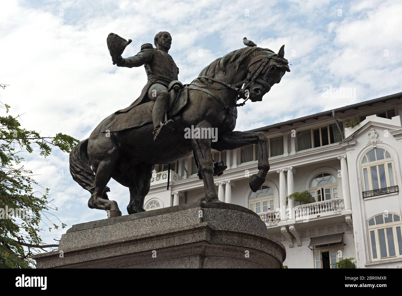 Statue du général Tomas Herrera sur la place du même nom dans la région de Casco Viejo Panama city Banque D'Images