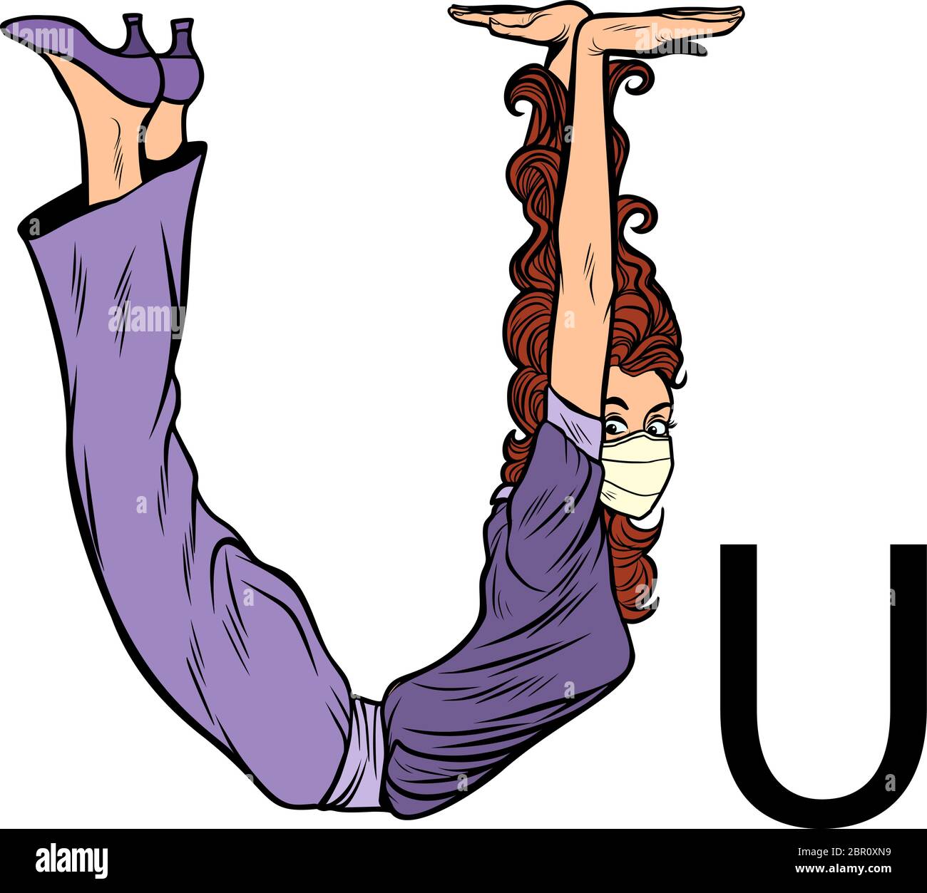 Lettre U. alphabet de bureau. Les gens comme des lettres Illustration de Vecteur