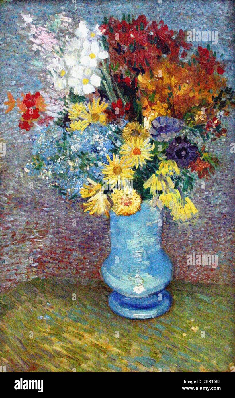 Fleurs sauvages en vase par Vincent Van Gogh,1890 le musée Kroller-Muller à Gelderland, pays-Bas Banque D'Images