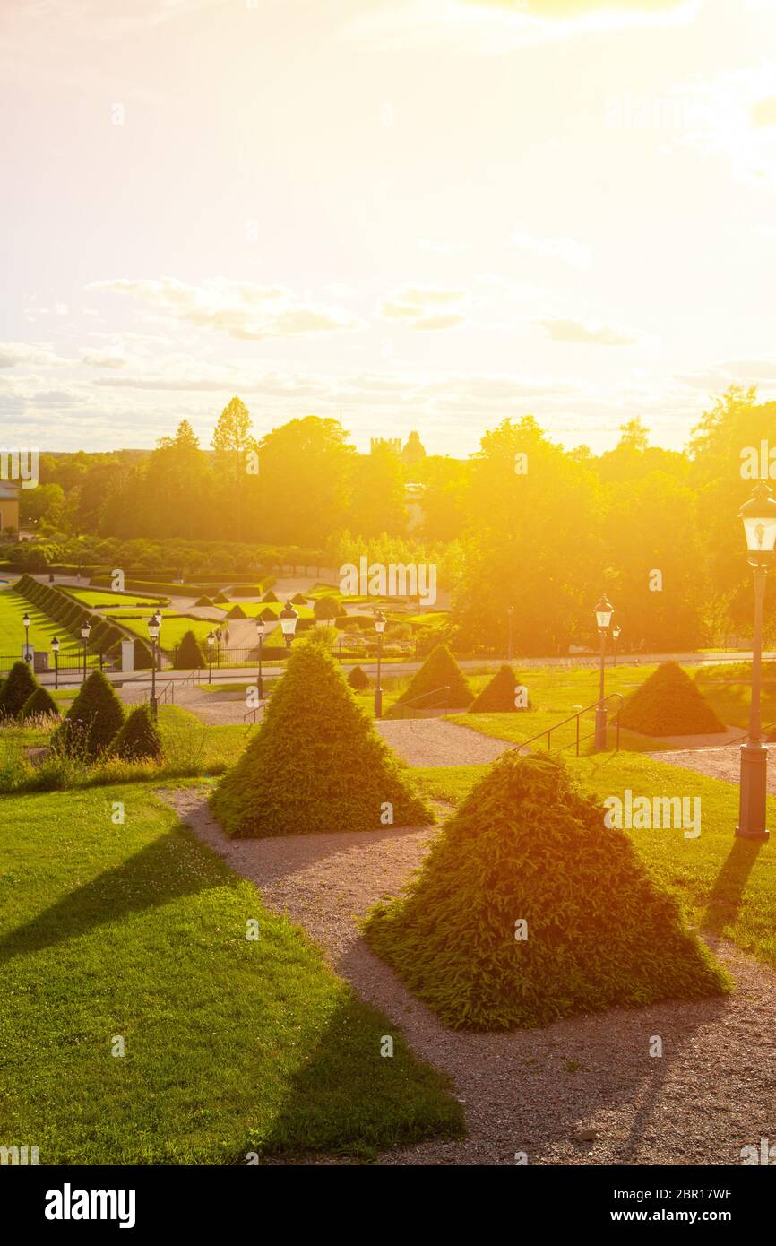 Avis d'un des plus anciens jardins botaniques au monde - le jardin de Linné, qui est situé près de l'Université d'Uppsala. Banque D'Images