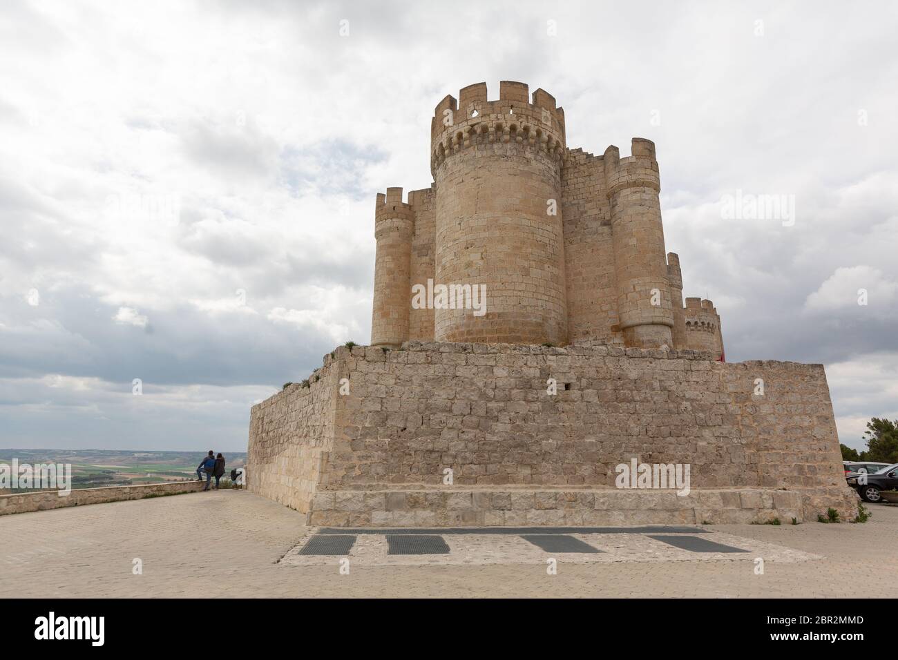 Vue sur le château de Peñafiel depuis l'intérieur du château. Banque D'Images