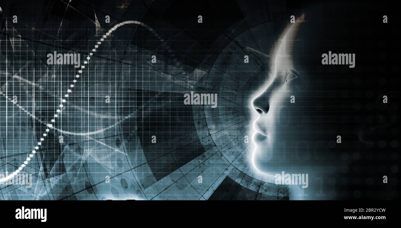 L'évolution de l'intelligence artificielle avec la conscience comme concept de haute technologie numérique Banque D'Images