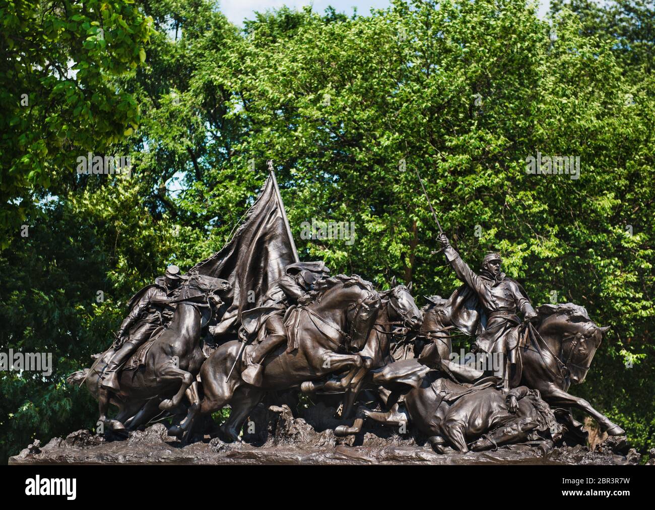 La statue équestre présente un officier de cavalerie avec un sabre levé alors qu'il charge dans la bataille, Washington DC, États-Unis Banque D'Images