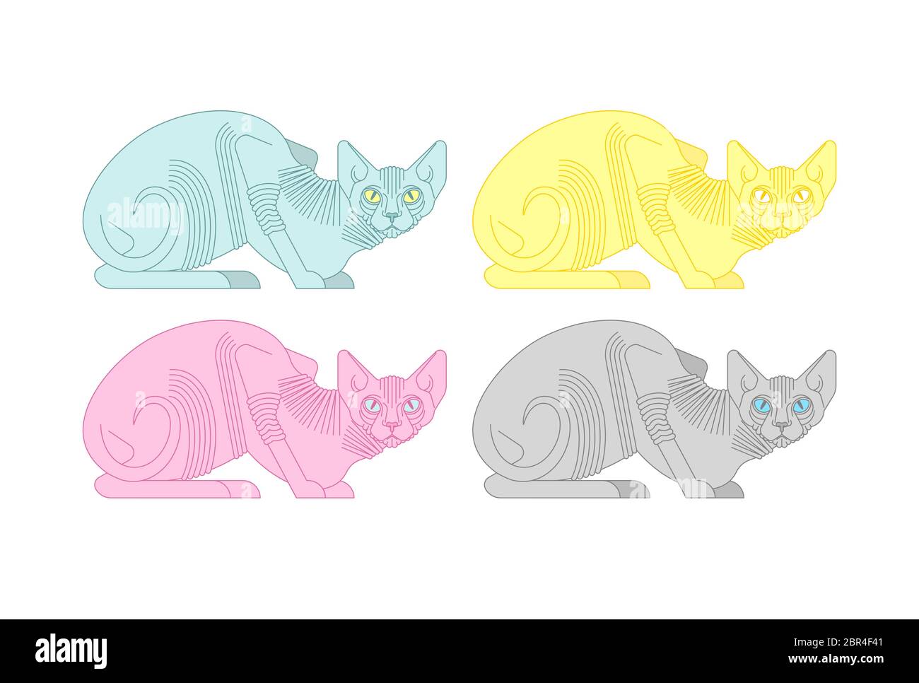 Sphynx ensemble. Races de chats sans poils. Illustration du vecteur PET Illustration de Vecteur