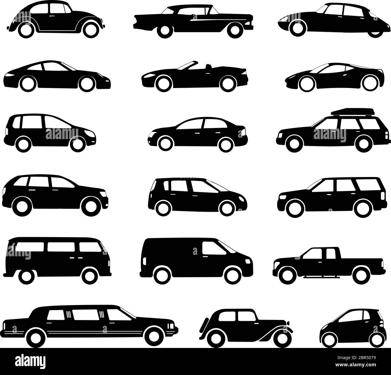 collection silhouettes de voitures, icônes simples - vecteur Illustration de Vecteur