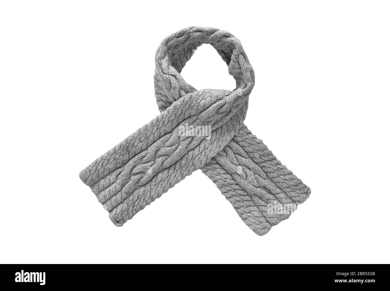 Foulard gris isolé sur un blanc. Banque D'Images