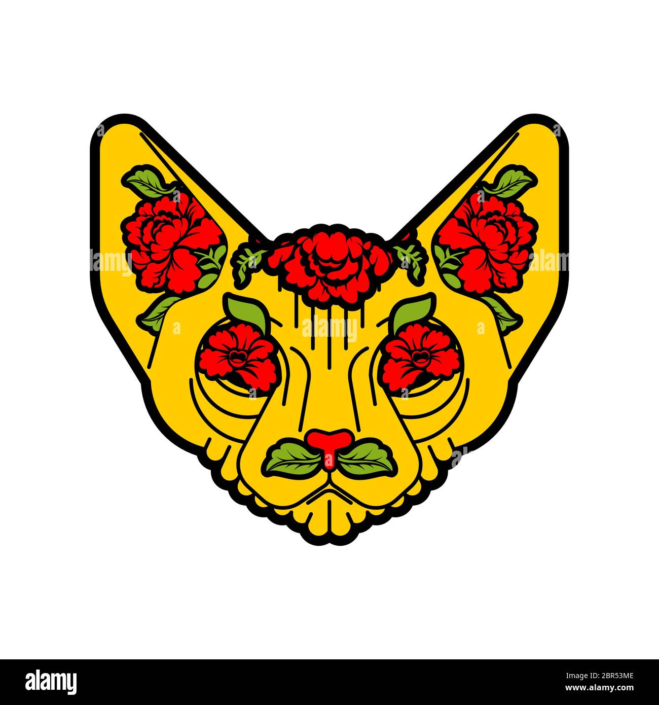Chat Sphynx Avec Fleurs Tatouage Animal Et Fleur Rose Image Vectorielle Stock Alamy Chat Sphynx Avec Fleurs Tatouage Animal Et Fleur Rose Image Vectorielle Stock Alamy