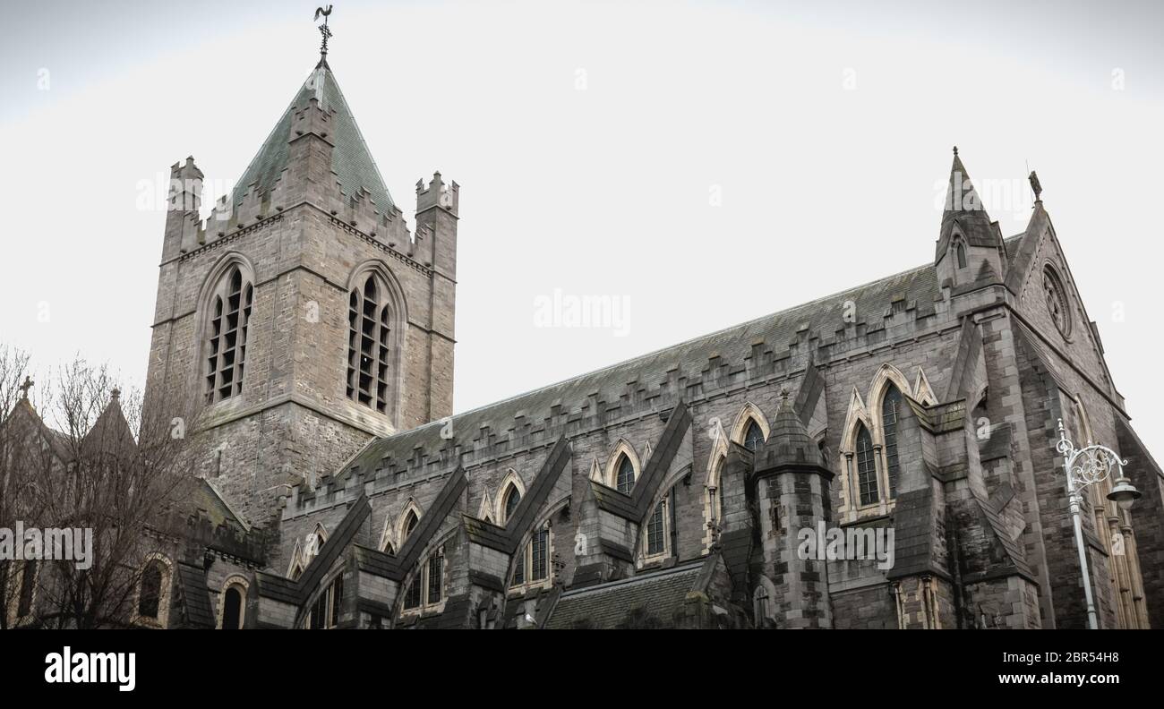 Détail architectural de la cathédrale Christ Church ou la cathédrale de la Sainte Trinité dans la ville historique de centre-ville de Dublin, Irlande Banque D'Images
