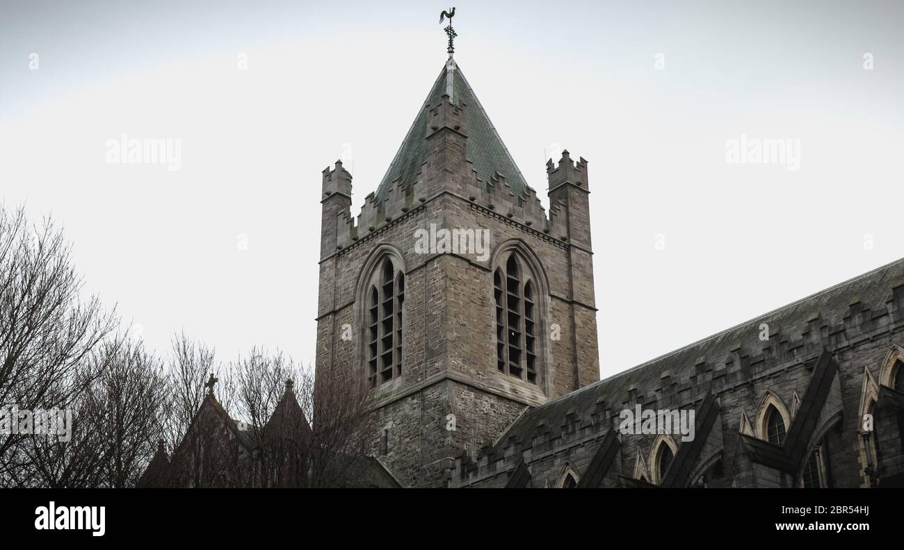 Détail architectural de la cathédrale Christ Church ou la cathédrale de la Sainte Trinité dans la ville historique de centre-ville de Dublin, Irlande Banque D'Images