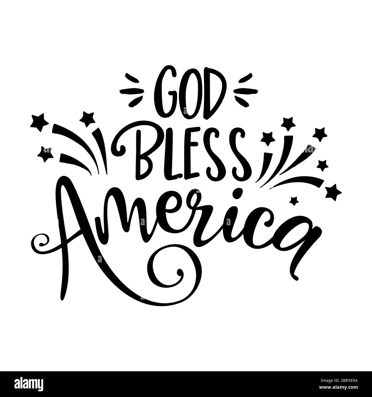 Dieu bénisse l'Amérique - Joyeux jour de l'indépendance juillet 4 lettrage dessin illustration. Bon pour la publicité, l'affiche, l'annonce, l'invitation, la fête, greeti Illustration de Vecteur