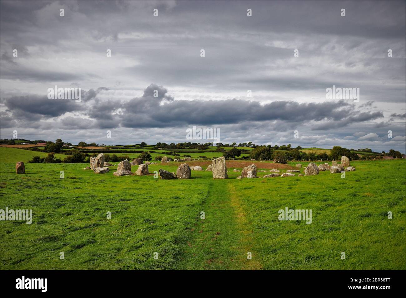 Ballynoe Stone Circle, Downpatrick, Irlande du Nord. Banque D'Images
