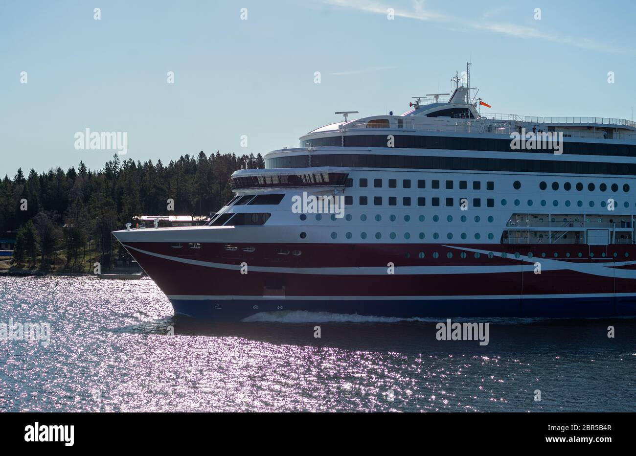 22 Avril 2019, Stockholm, Suède. Le ferry à grande vitesse pour passagers et voitures de la compagnie finlandaise Viking Line Viking Grace est équipé de sai rotatif Banque D'Images