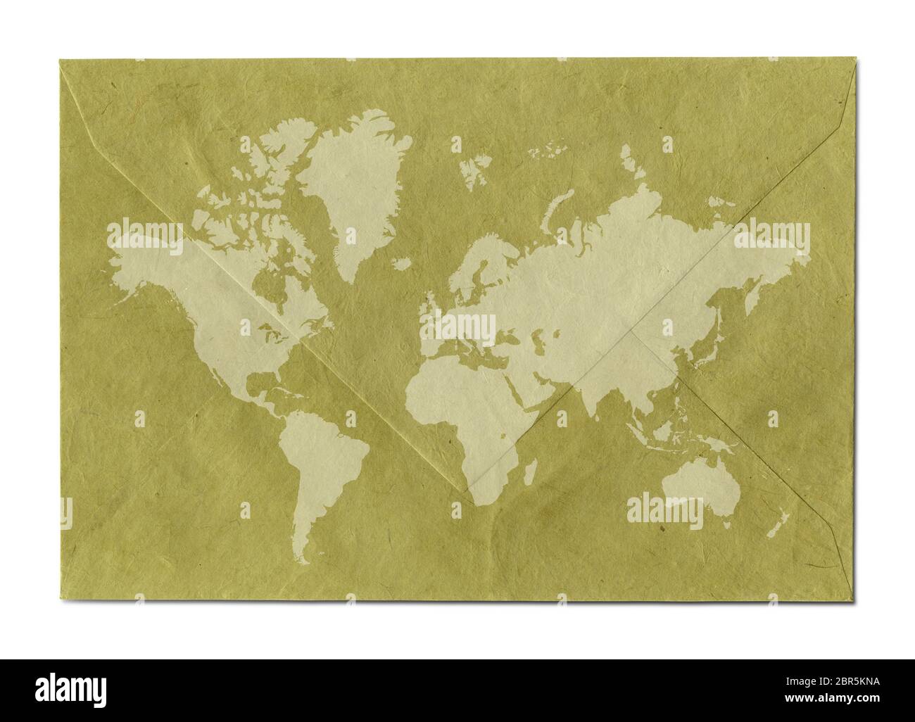 Vintage carte du monde sur enveloppe de papier ancien Banque D'Images