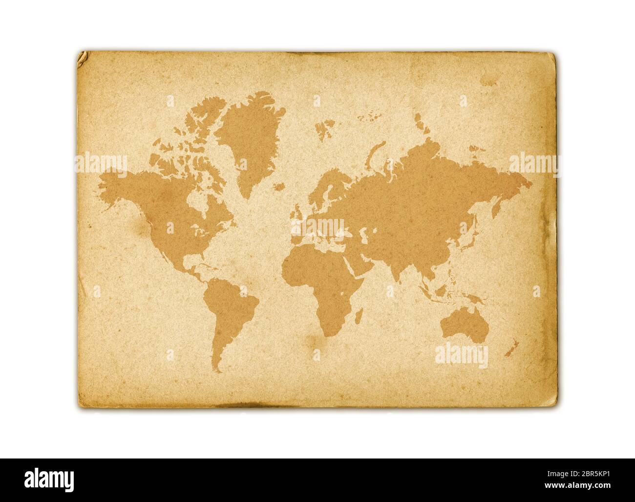 Vintage carte du monde sur vieux parchemin paper texture Banque D'Images