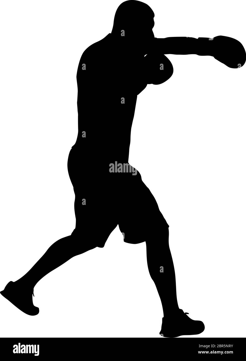 Silhouette noire d'un athlète boxer sur un fond blanc. Illustration de Vecteur