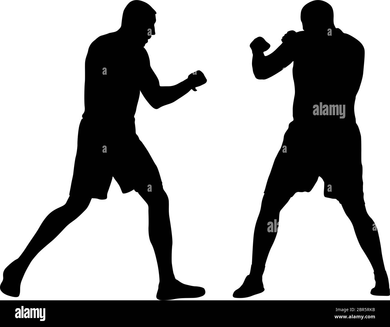 Silhouette noire d'un athlète boxer sur un fond blanc. Illustration de Vecteur