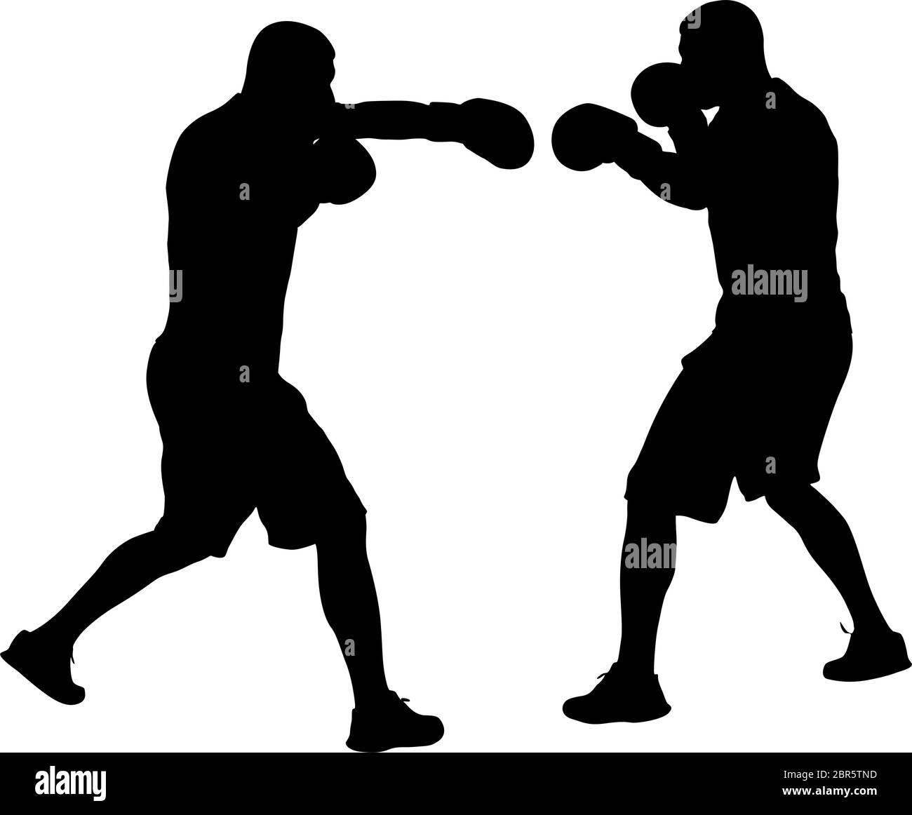 Silhouette noire d'un athlète boxer sur un fond blanc. Illustration de Vecteur