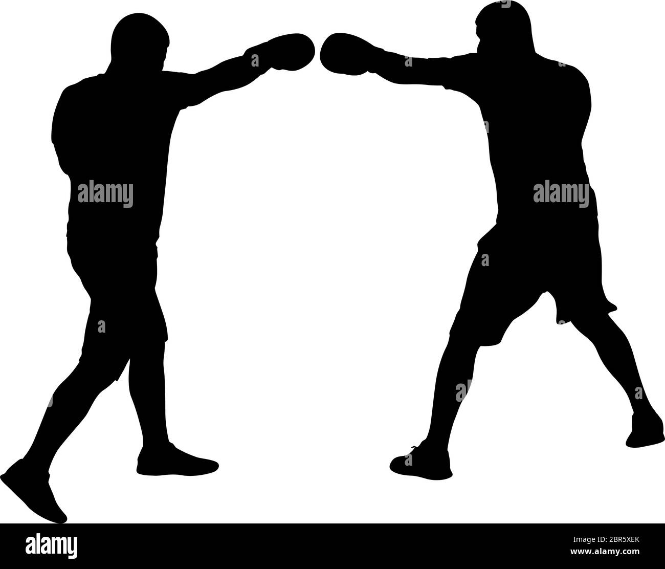 Silhouette noire d'un athlète boxer sur un fond blanc. Illustration de Vecteur