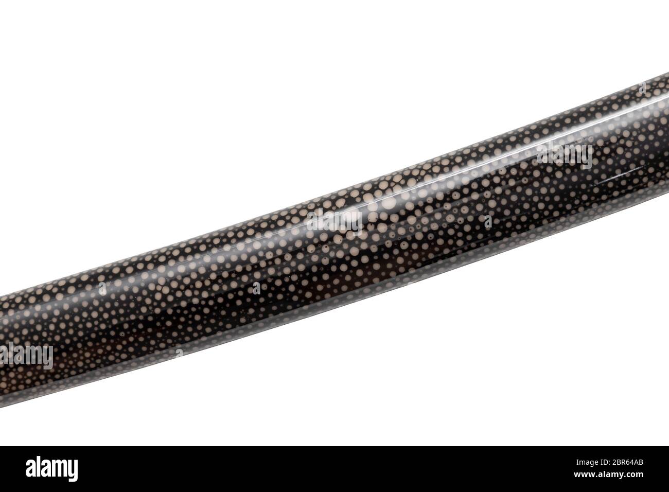 Saya  : fourreau de l'épée japonaise sur la peau avec ray enroulé fond blanc. Banque D'Images