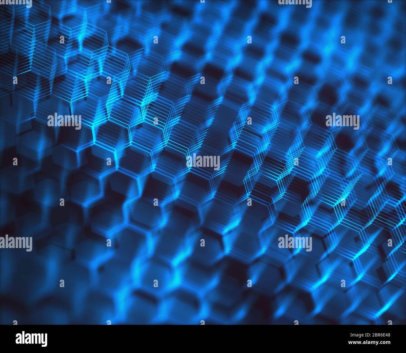 Image abstrait conceptuel avec le graphène connexion structurelles. Illustration 3D'arrière-plan. Banque D'Images