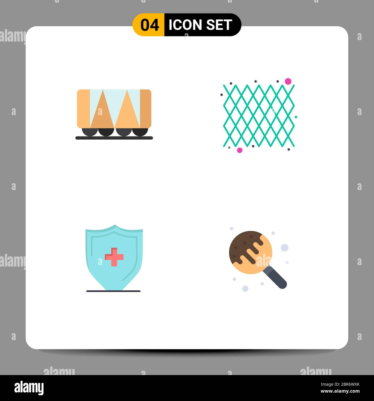 Pack de 4 symboles universels de chemin de fer, de planche, de carnaval, de motif, de bonbons modifiables Vector Design Elements Illustration de Vecteur