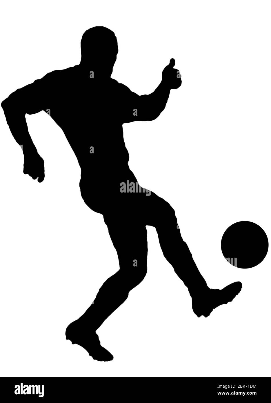 En tant que joueur de soccer silhouette isolated on white pendant le tournage d'une foot Banque D'Images