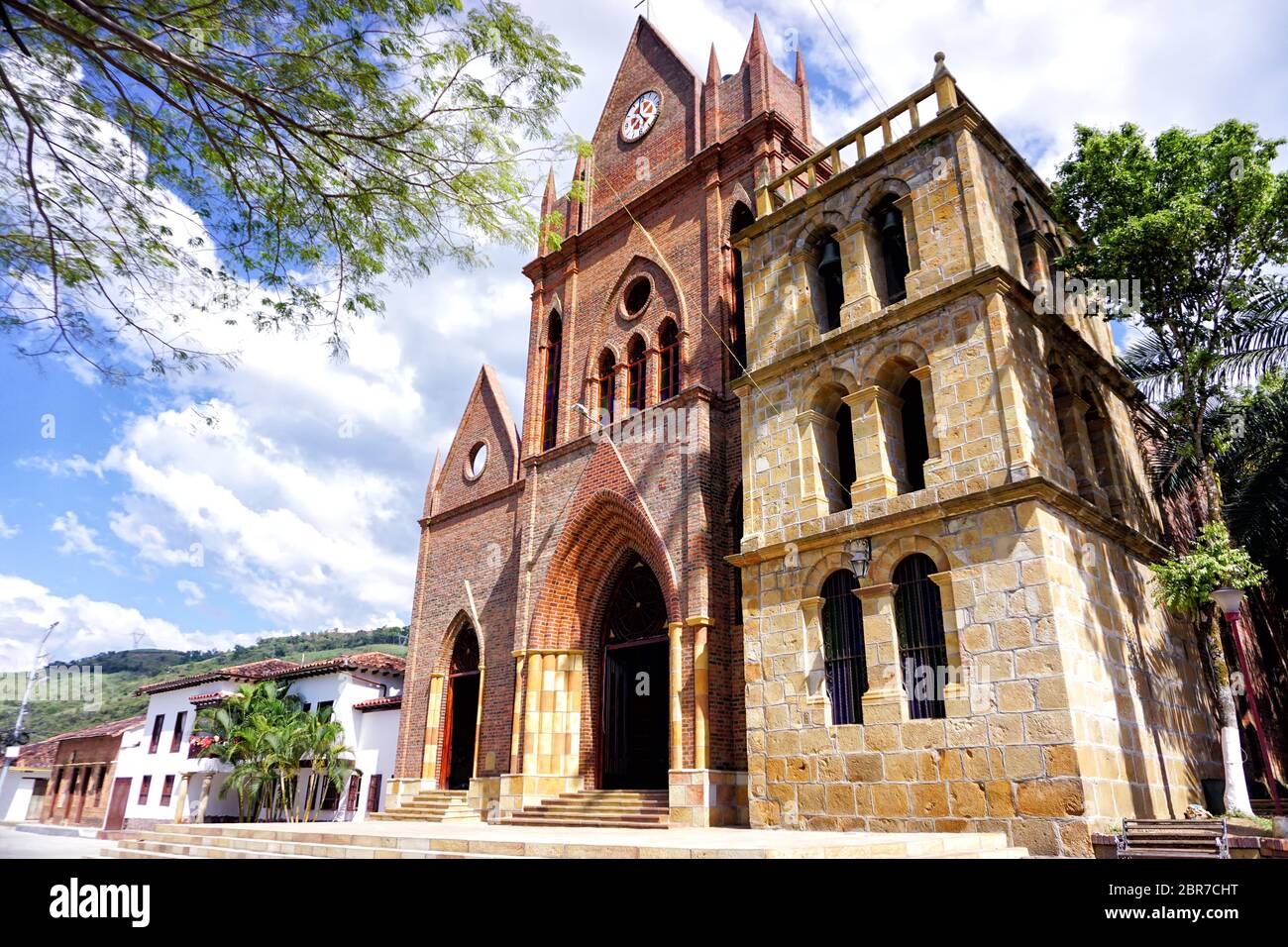 Façade d'église de Valle de San Jose, Santander, Colombie Banque D'Images