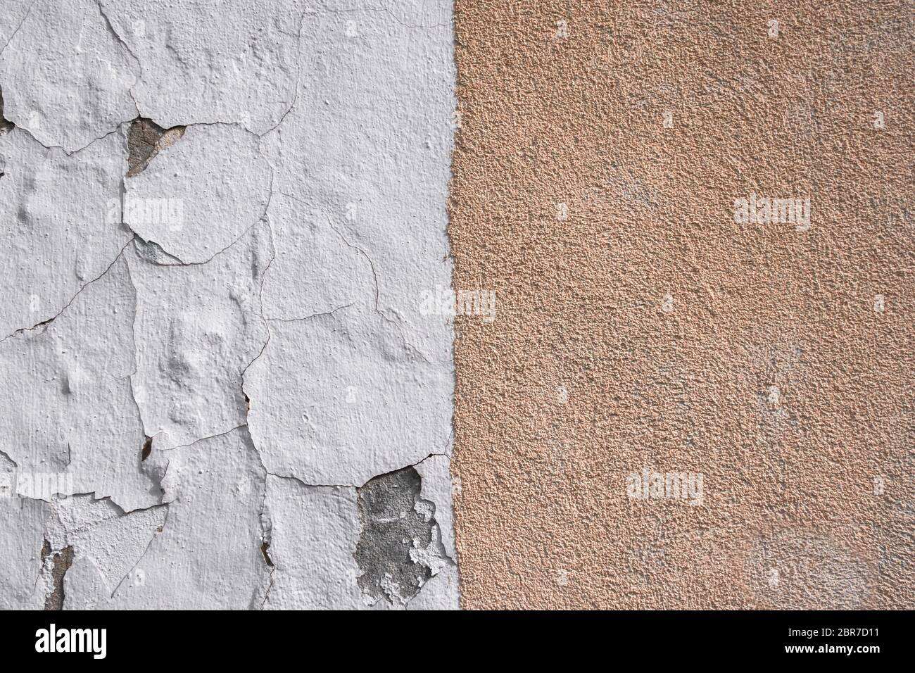 Orange et blanc mur après rénovation. Idéal pour les concepts et les milieux. Banque D'Images