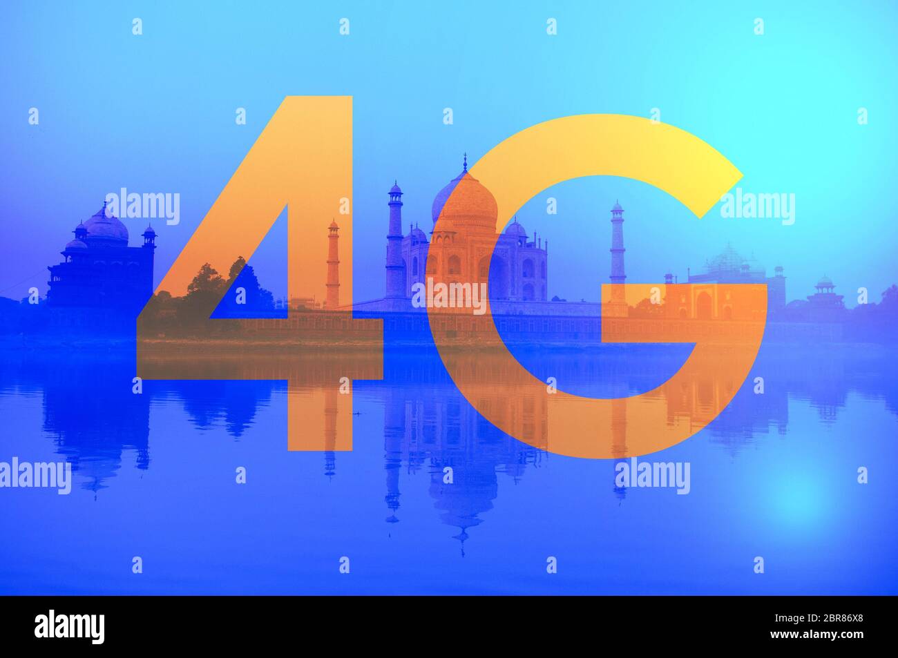 4G texte sur Taj Mahal Inde généralités. Banque D'Images