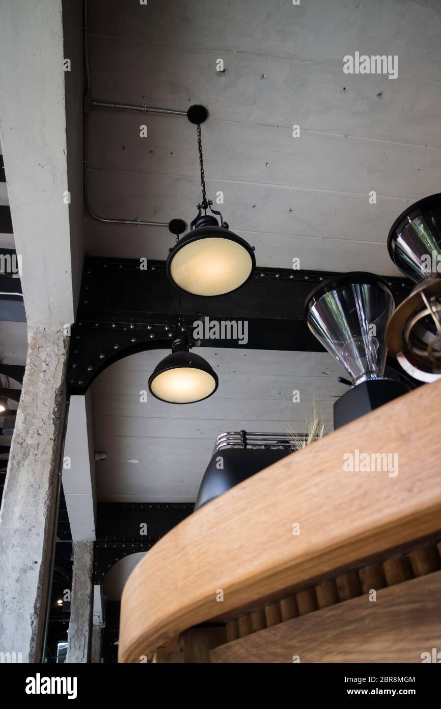 Café bar comptoir en bois dans l'atmosphère, stock photo Banque D'Images