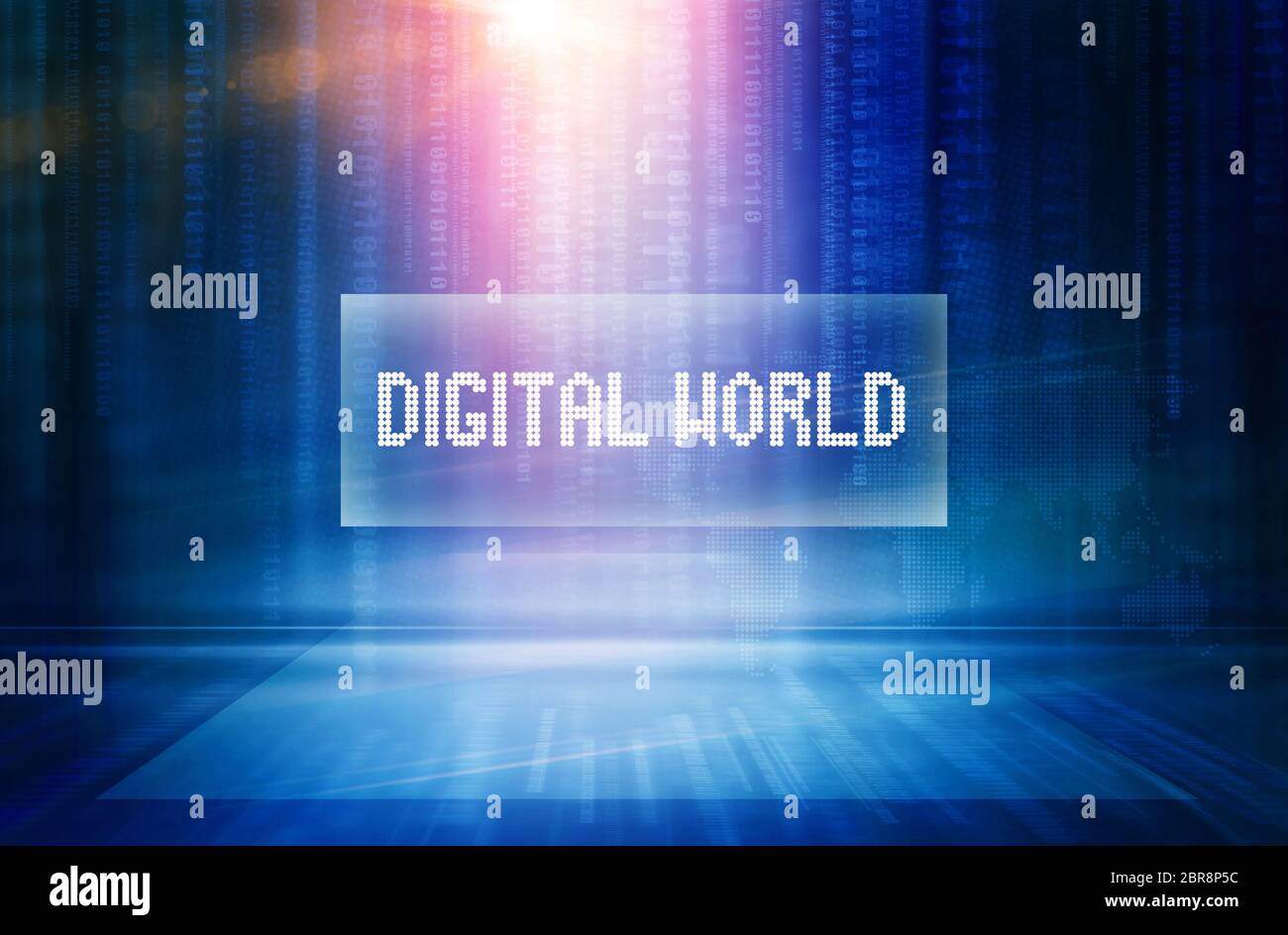 Résumé graphique du monde numérique, l'arrière-plan texte binary codes venant du bord supérieur à la masse. 3d illustration Banque D'Images