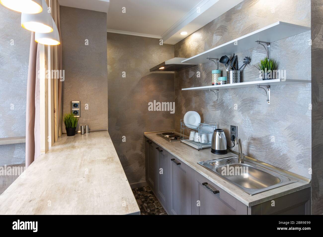 Cuisine intérieur dans une chambre d'hôtel Banque D'Images