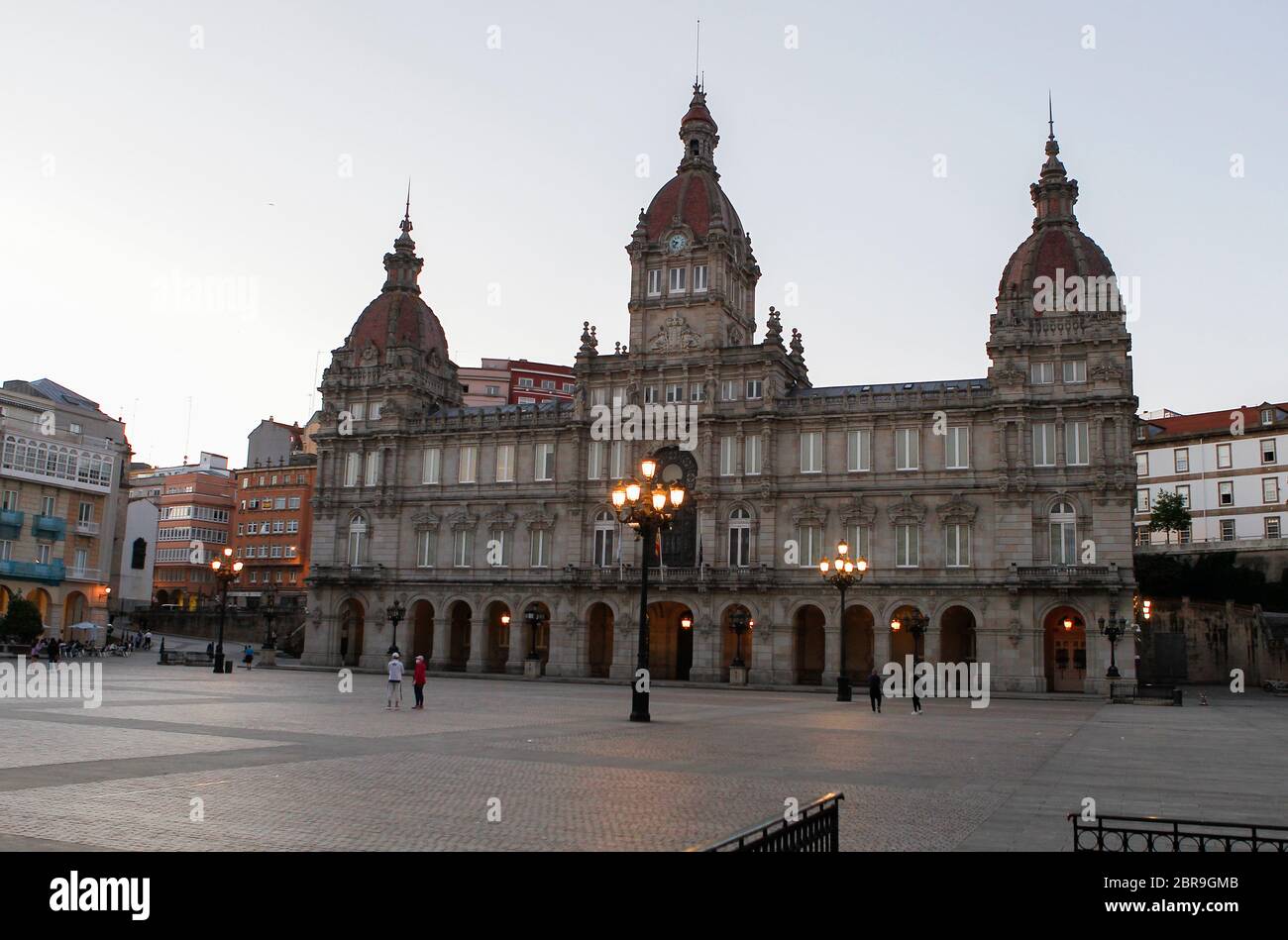 A Coruna Hôtel de ville situé sur la place Maria Pita en Galice, Espagne. Banque D'Images