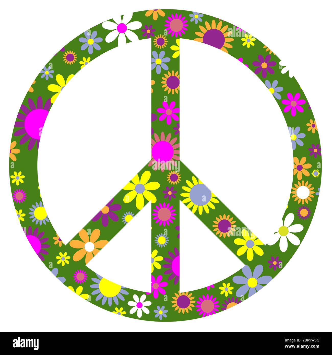Le désarmement nucléaire paix amour movent hippie liberté fleurs illustration Banque D'Images
