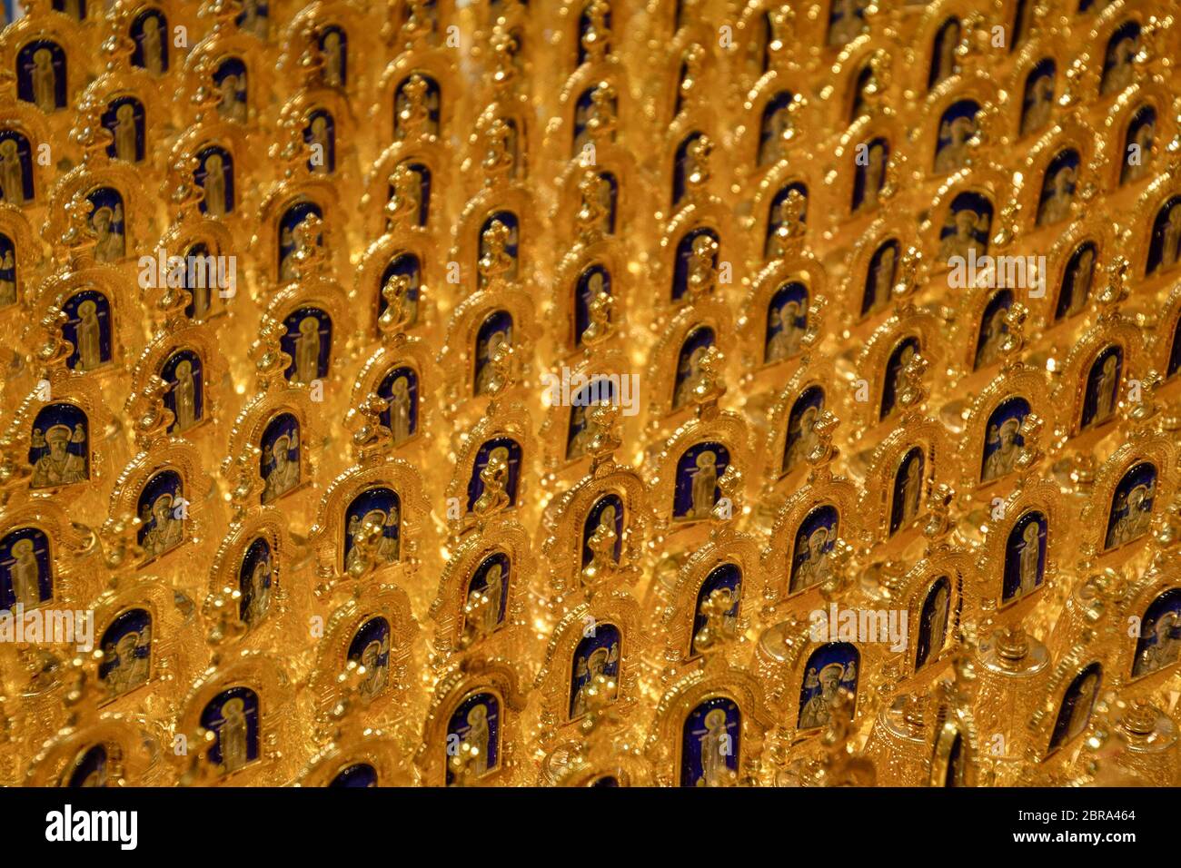 Un fond de souvenirs, mini-icônes orthodoxes. Banque D'Images