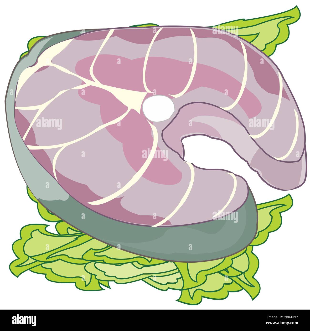 Vector illustration de la pièce de viande et de la salade de poisson Banque D'Images