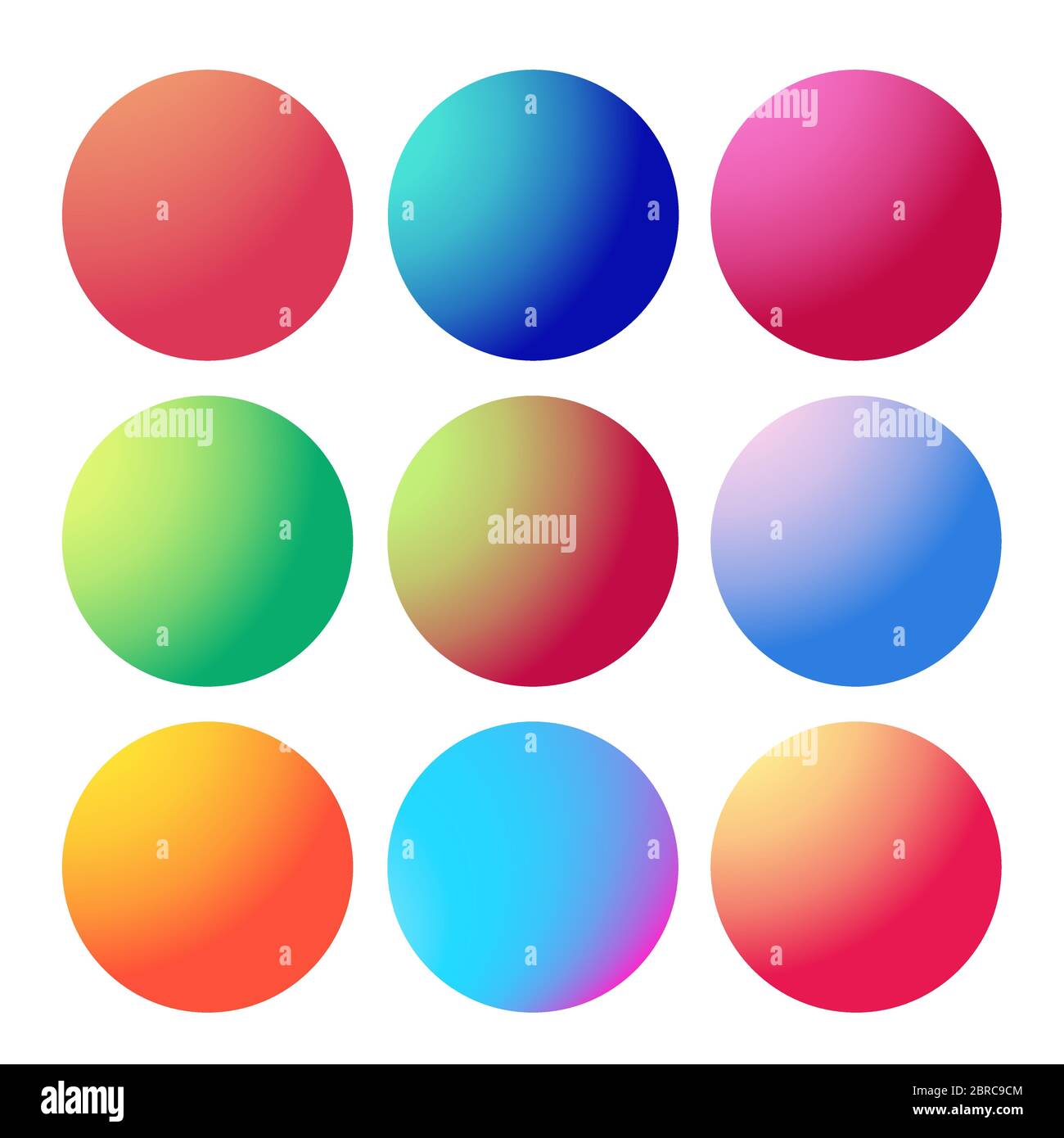 Gradient de cercle. Jeu de sphère néon. Boutons multicolores ronds holographiques à la mode. Elément web futuriste moderne vectoriel. Liquides arrondis froids. Illustration de Vecteur