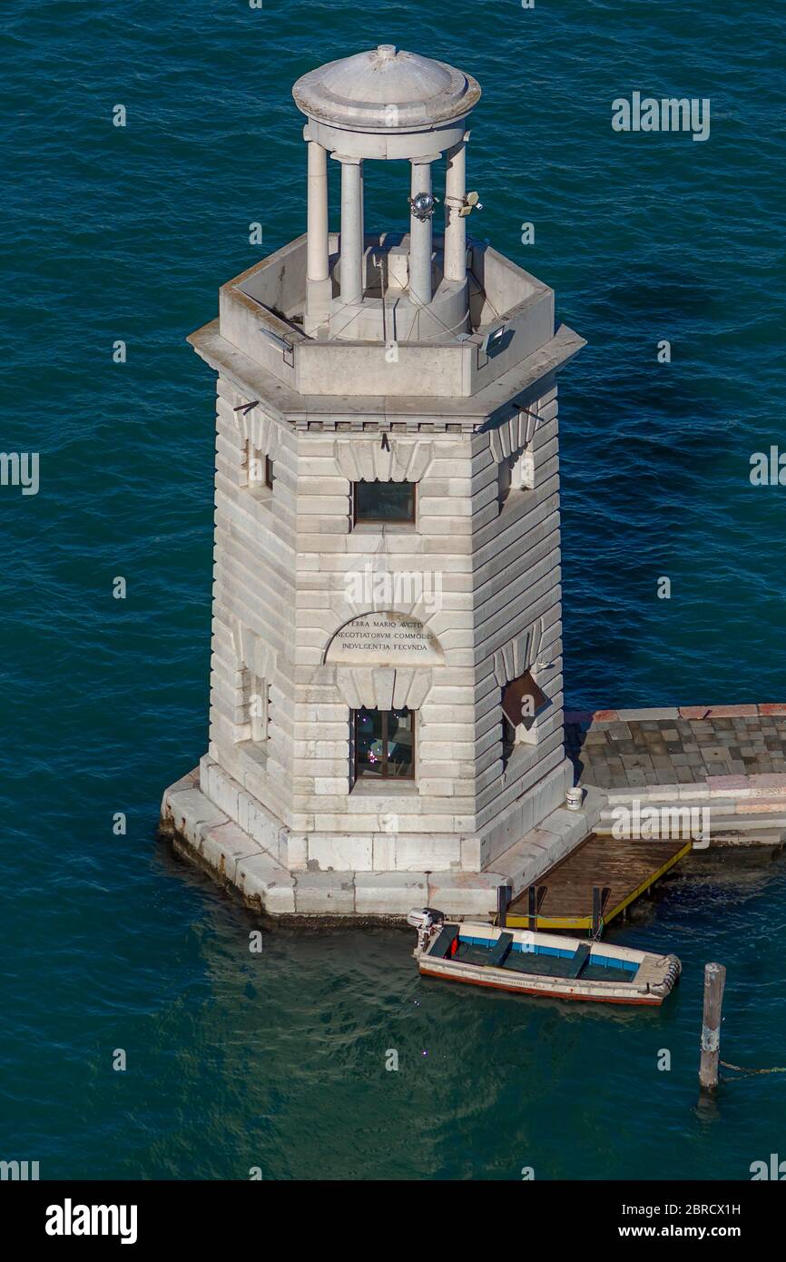 Phare sur l'île de San Giorgio Maggiore, Venise, Vénétie, Italie Banque D'Images