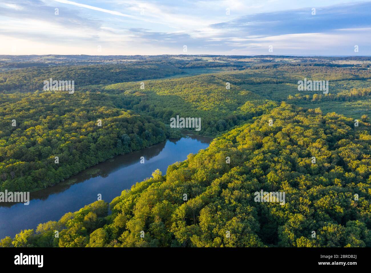 France, Allier, Bourbonnais, Forêt de Troncais, Saint Bonnet Troncais, bassin de Troncais (vue aérienne) // France, Allier (03), Bourbonnais, forêt de Tronçai Banque D'Images